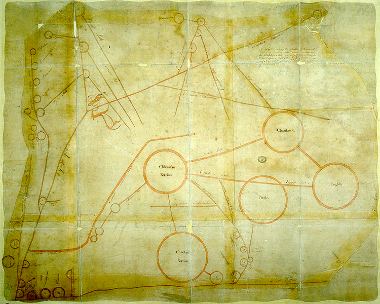 “A Map describing the situation of several Nations of Indians between South Carolina and the Massisipi …” Courtesy of the Public Record Office, London [CO 700/6(2)]. All rights reserved, further reproduction is prohibited.