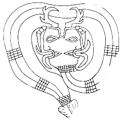 Engraved serpent monster image.
