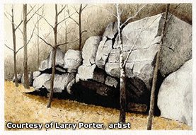 Ozark rock shelter, by Larry Porter.