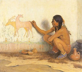 A depiction of a Native American artist