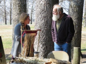Toltec Station Archeologist Liz Horton demonstrates textile weaving at Archeology Day 2015. Toltec Station Archeologist Liz Horton