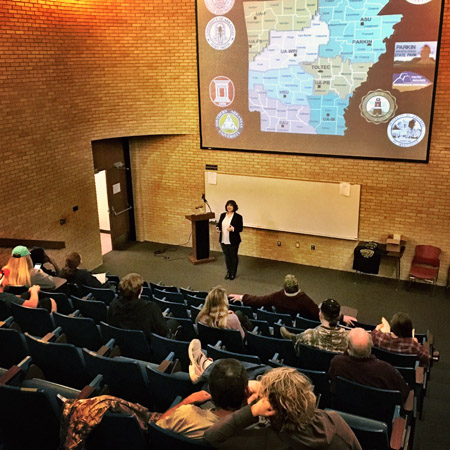 Lydia Rees talking about bluff shelters at ASU