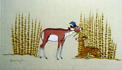“Two Deer“ by Acee Blue Eagle. Courtesy of Watson Memorial Library, Northwestern State University. All rights reserved.
