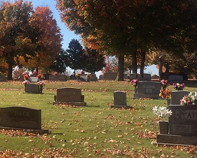 An autumn view of Maplewood Cemetery in Harrison, Arkansas