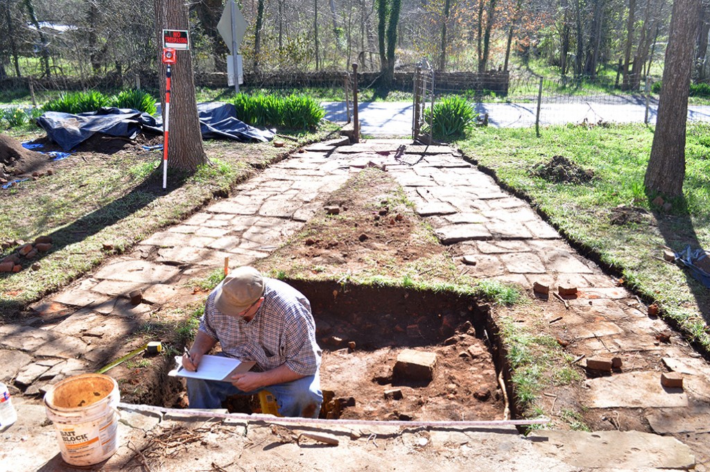 Jared Pebworth (ARAS-SRP) profiling excavation units at the conclusion of the 2015 Spring Break Dig at Historic Cane Hill.