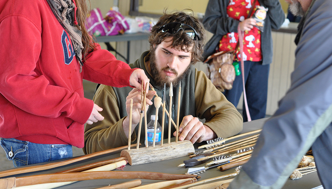 Replica tools on display for the public during Arkansas Archeology Month 2015. Photo by Marilyn Milton.
