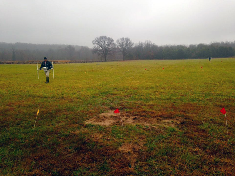 Collecting magnetometry data at Ruddick's Field.