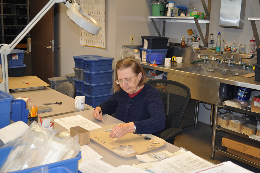 Pat Corbin documenting the Charles Bartlett Collection  