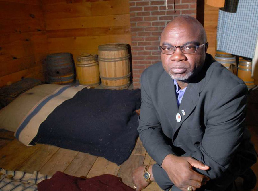 South Carolina native Joseph McGill Jr. in the attic of the Bush-Holley House in Cos Cob (Greenwich Time 2012). Photograph by Bob Luckey. 