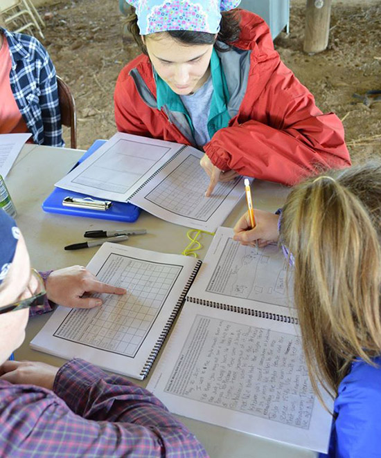 Students learning how to record site data