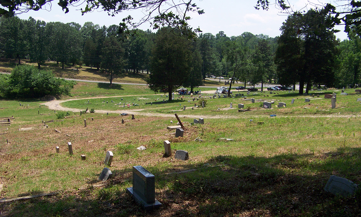 View of the Friendship Cemetery in 2011, after brush clearing by volunteers with the Hot Springs Historic Friendship Cemetery Preservation Association.