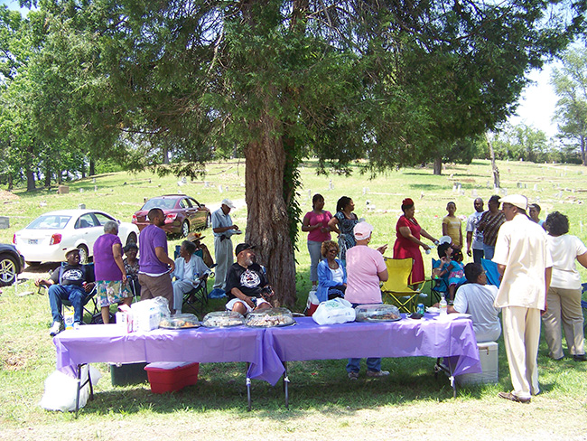 Members and friends of the Hot Springs Historic Friendship Cemetery Preservation Association gathered for Memorial Day 2011 to discuss preservation efforts and to collect information about the cemetery’s history.