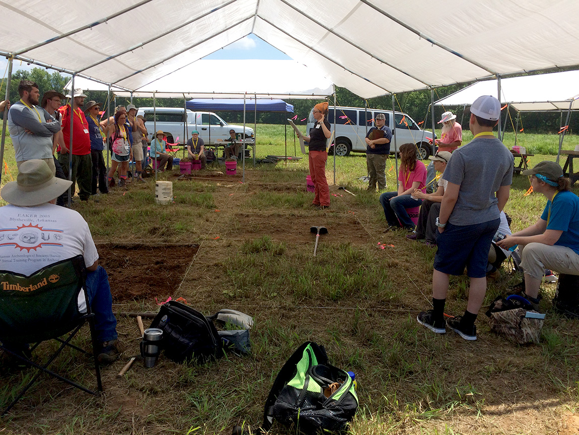 Dr. Jodi Barnes instructing Society members taking the basic excavation seminar at the 2017 Training Program.