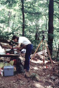 Jerry Hilliard supervising excavations at the Petroglyph Shelter, Spradley Hollow.