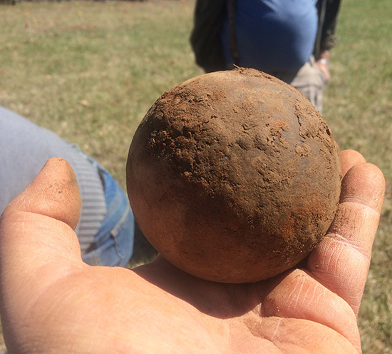 6-pounder solid shot recovered from Pea Ridge National Military Park.