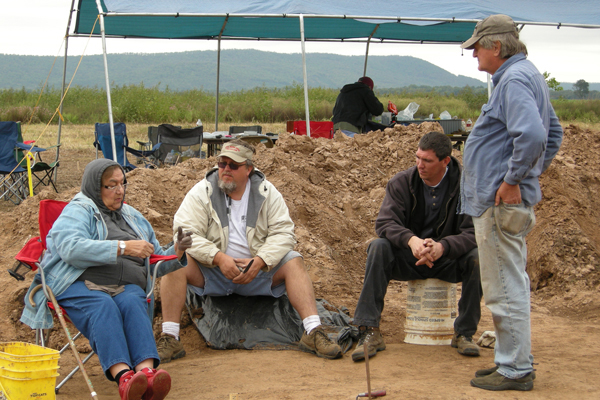 Quapaw elder Ardina Moore recounting traditional narratives to AAS crew members.