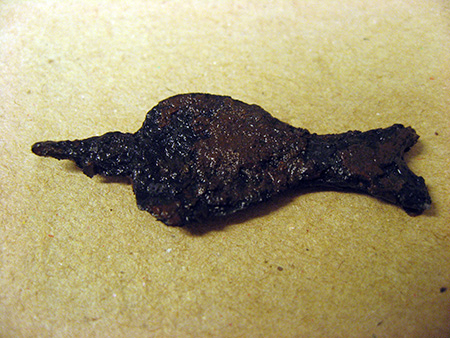 Figure 3. Grigsby site iron trigger guard fragment before conservation.