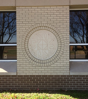 The Arkansas Archeological Survey's new logo was incorporated into the building façade.