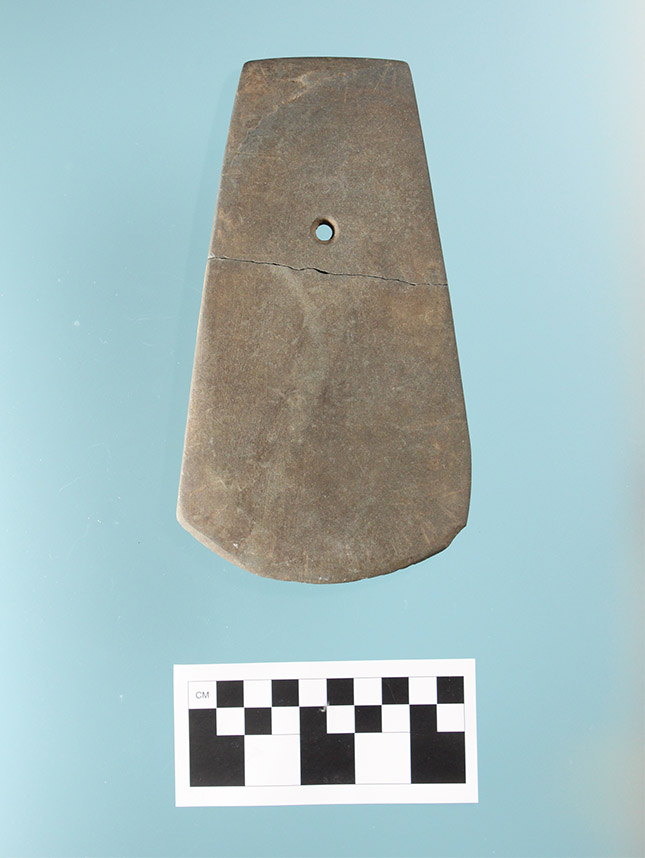 Perforated celt from Prairie County, reverse face.