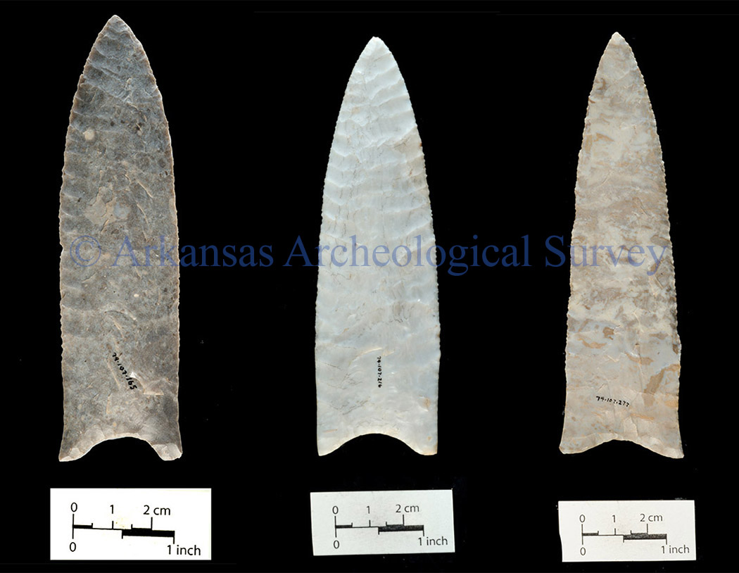 Figures 3–5. Other Daltons from the Sloan site. Copyright Arkansas Archeological Survey. Do not reproduce without permission.