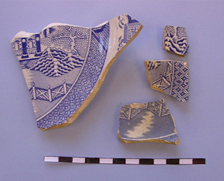 Figure 3. Blue transfer printed ceramics recovered from the Brownlee excavations.