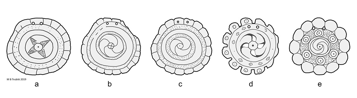 Figure 3. Shell gorget designs from Caddo sites. 