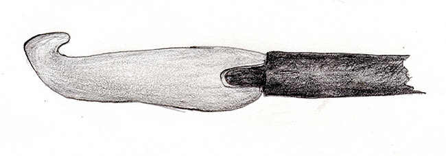 Figure 3. Suggested hafting method. Drawing by Larry Porter, ARAS/WRI.