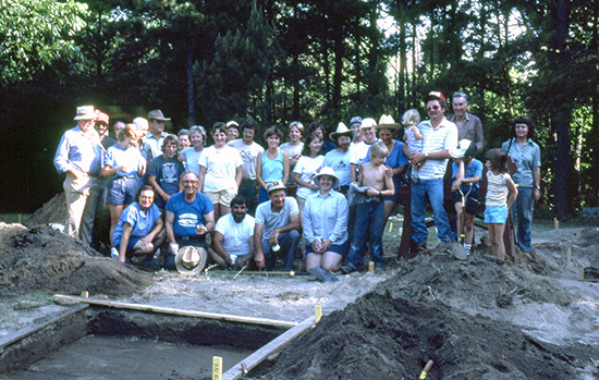 Group photo from the 1984 Society Dig at the Martin site (3HE92). Ann is standing at far right.