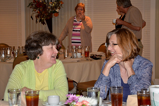 Ann Early and Mary Beth Trubitt at Skip Stewart-Abernathy's retirement party in 2015.