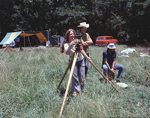 Ann Early with Mark Raab and Bernie McClurken at Standridge during the 1976 Society Dig.