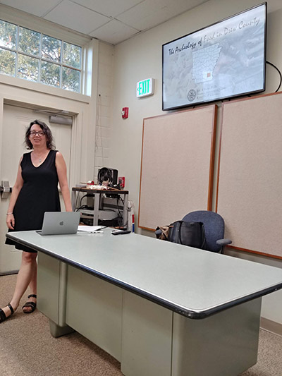 Dr. Barnes before a presentation at Arkansas Tech University. 