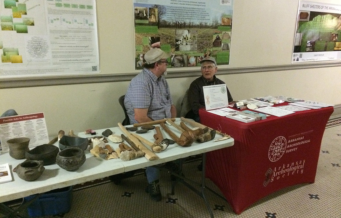 Jared Pebworth and George Sabo at the University of Arkansas-Fayetteville's Anthropology Open House in February, 2020. Jared Pebworth and George Sabo at the University of Arkansas-Fayetteville's Anthropology Open House in February, 2020.