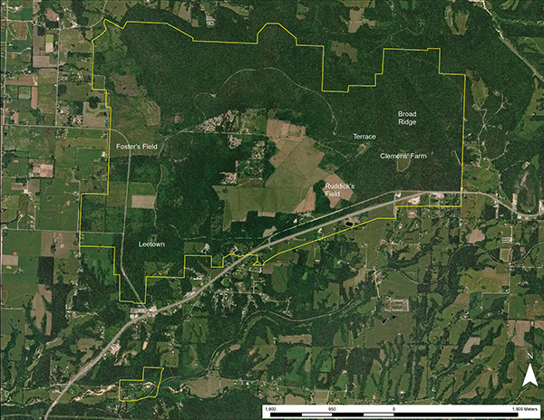 Study areas targeted in the 4-year CESU project at Pea Ridge National Military Park. Study areas targeted in the 4-year CESU project at Pea Ridge National Military Park.