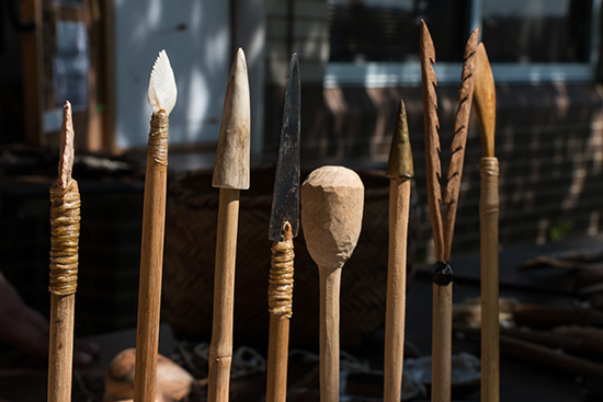 Photo of several reproduction spears